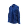 thumbnail image 3 of Musuos Women Retro Casual Long Sleeves V-neck Solid Color Sequined Shirt Tops for Party, 3 of 10