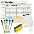 thumbnail image 1 of CNKOO 2 Pcs Planches de Planification Magnétiques pour Réfrigérateur Calendrier Magnétique Transparent Effaçable à Sec Calendrier Mensuel Hebdomadaire avec Mémo Marqueur de Tableau Blanc pour Bureau École, 1 of 7