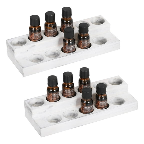 2PCS 22-Slot Natural Wood Essential Oil Storage Rack – Desktop Nail Polish Display Holder for Bedroom, Office & Bathroom Organization
