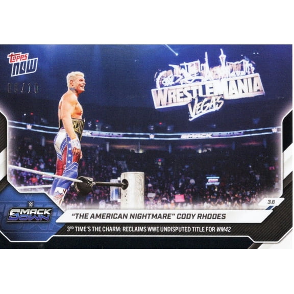 2026 Topps Now WWE Cody Rhodes #29 Black Foil /10 Wrestling Card