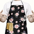 thumbnail image 2 of Pioneer Flower Floral Print Pattern Cotton Linen Apron with Pockets, Waterproof Adjustable, 33x27 Inch for Kitchen, Gardening, BBQ, Salon, 2 of 6