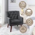 thumbnail image 4 of Accent Chair, Comfy Upholstered Mid Century Modern Armchair, Button-Tufted with Linen Fabric Lounge Arm Chairs for Living Room Bedroom (Grey), 4 of 7