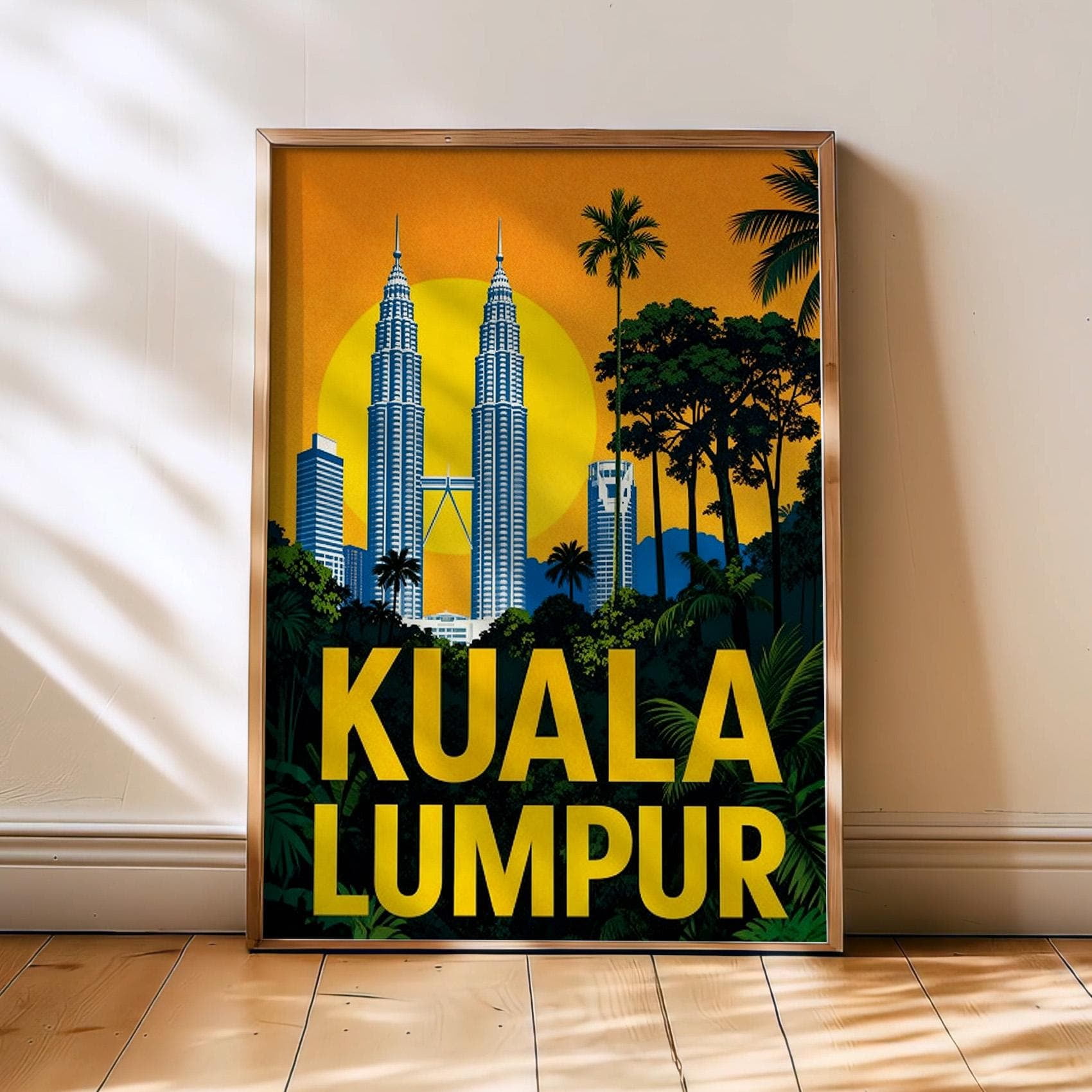 Kuala Lumpar Poster, Malaysia, Vintage Travel Poster, Petronas Towers Poster, Kuala Lumpar Art, Malaysia Gift, Southeast Aisa, , Poster Print Only
