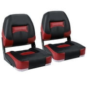 NORTHCAPTAIN Deluxe Black/Wine Red Low Back Folding Boat Seat, 2 Seats