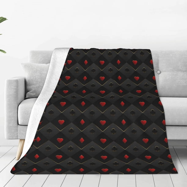 Balery Red Poker Manta de Felpa Suave y Acogedora – Cobija de Franela Aterciopelada para Cama, Lavable y Cálida para Sofá, Mascotas, Transpirable-60"x50"