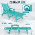 thumbnail image 7 of Wood Look HDPE Outdoor Chaise Lounge Chair, Rolling Pool Lounger, Aqua, 7 of 7