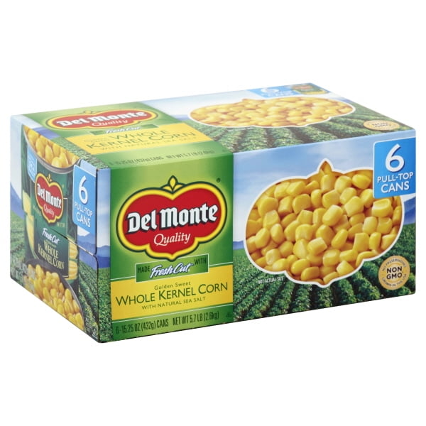 (6 Cans) Del Monte Fresh Cut Golden Sweet Whole Kernel Corn, 15.25 oz