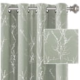 thumbnail image 1 of Cortinas opacas para dormitorio con estampado de papel de aluminio, rama de árbol, rama de árbol, aislamiento térmico, con ojales, cortinas que bloquean la luz, gruesas y suaves cortinas para ventana para sala de estar, 52 x 84 pulgadas, 2 paneles, salvia, 52 pulgadas de ancho x 45 pulgadas de largo, 1 of 5