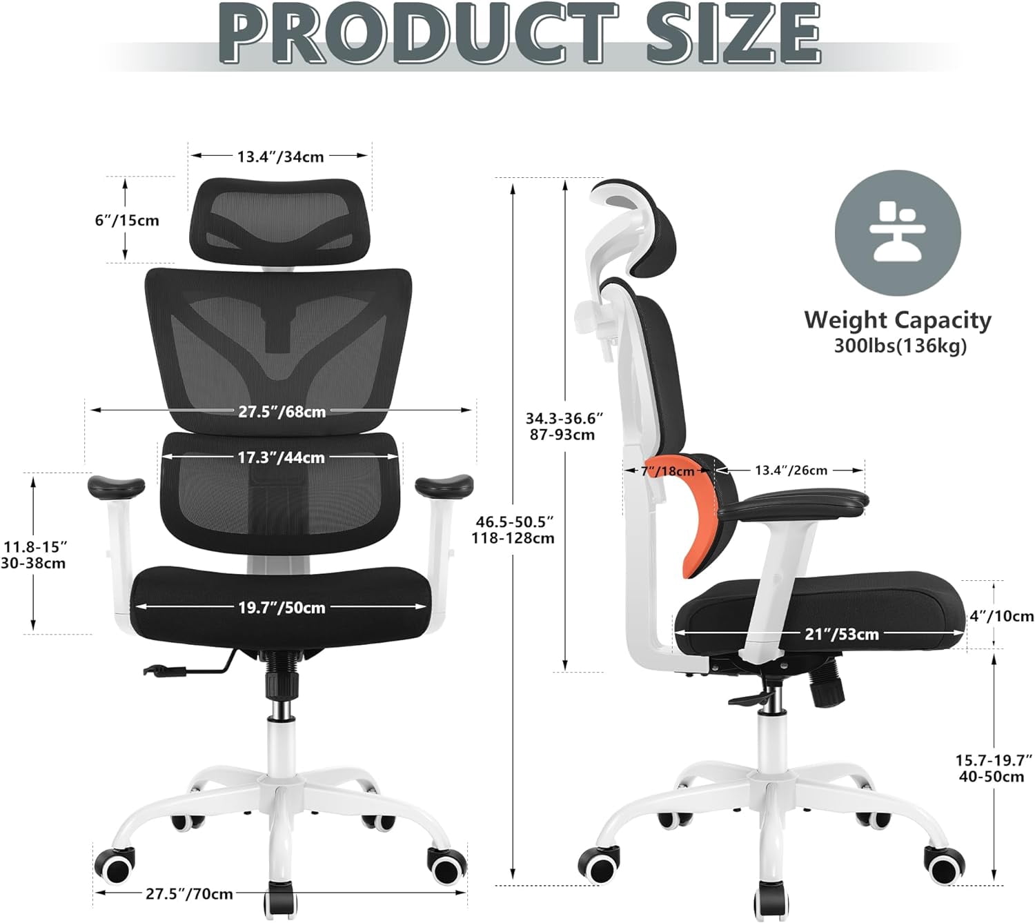 Office Chair, Ergonomic Desk Chair with Adjustable Height and Lumbar Support Swivel Desk Computer Chair with Flip up Armrests for Conference Room, Drak Gray