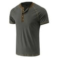 thumbnail image 3 of Jinda Men's Soft T Shirt Cotton Short Sleeve Henley Shirt Fashion Stretch Summer Lightweight Slim Fit Tee Dark Grey Small, 3 of 4