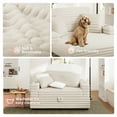 thumbnail image 5 of Marrber White Plush Sofa 52” 3-in-1 Convertible Pull-Out Sofa Bed Sleeper Loveseat with Reclining Backrest, Built-in Cup Holders, Corduroy Upholstered Sofa for Small Space, 5 of 8