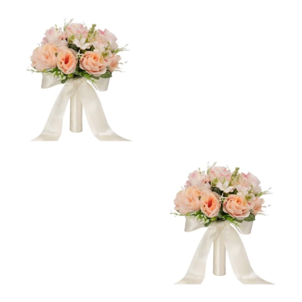 Toystoory Ramo De Novia Hecho A Mano Con Exquisitas Flores Artificiales Magníficos Ramos naranja rosa 2Conjunto