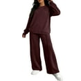 thumbnail image 2 of Women's 2 Piece Solid Color Casual Sportswear Long Pants Set, Easy and Chic Two-Piece Outfit for Casual Occasions,Deep Red 2XL, 2 of 4