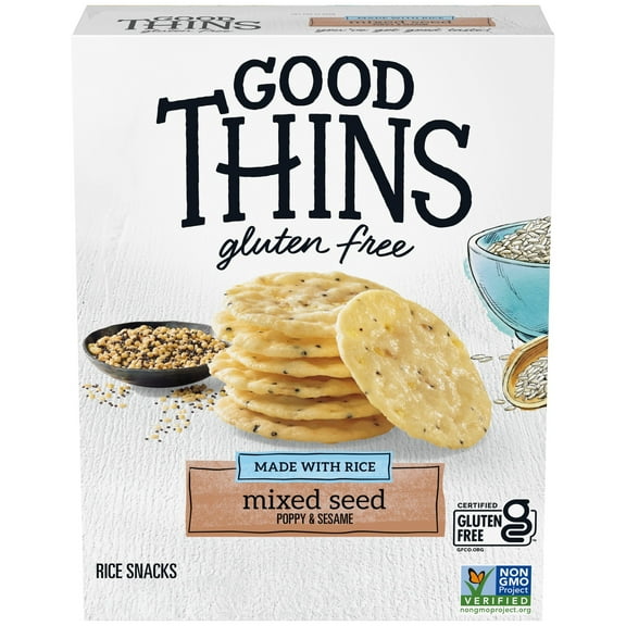 GOOD THINS Mixed Seed Rice Snacks Gluten Free Crackers, Snack Crackers, 3.5 oz