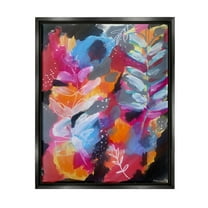 Stupell Industries Abstract Fern Leaves Botanical & Floral Painting Black Floater Framed Art Print Wall Art, 17 x 21