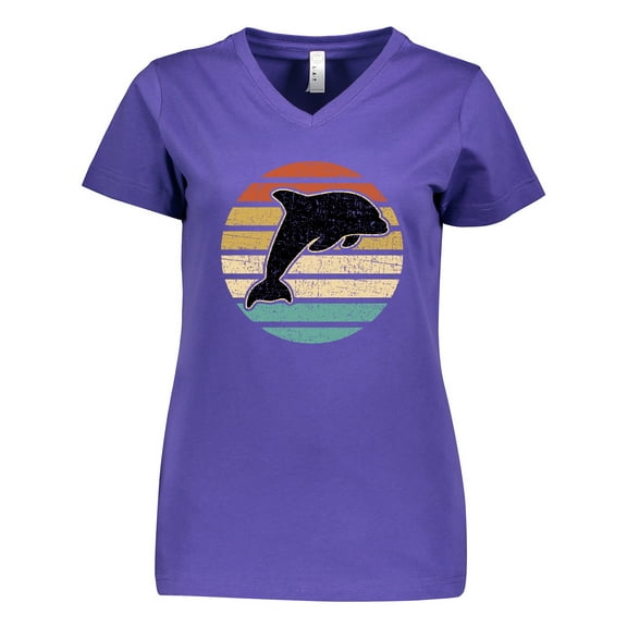 Inktastic Dolphin Cute Beach and Vacation Women's V-Neck T-Shirt