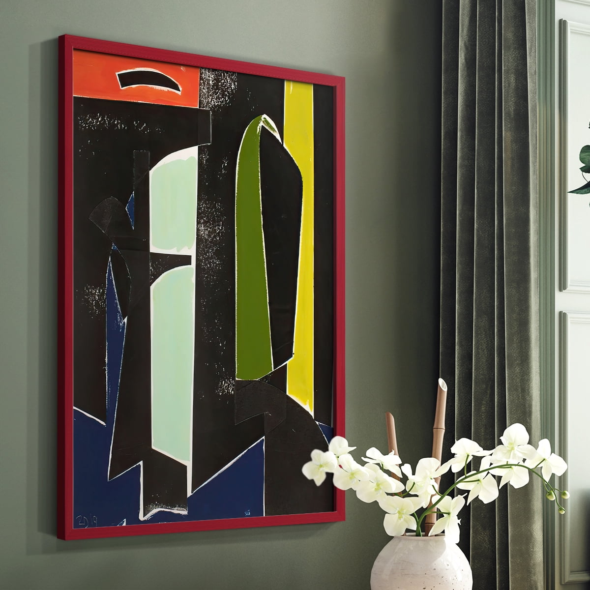 Spanish Arches Framed Print in Red Solid Wood Framed Print No Nail Hanging