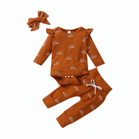 

ZHAGHMIN 3T Girl Outfits Baby Girls Cotton Print Autumn Letter Long Sleeve Ribbed Pants Headbands Shirt Set Clothes Crop Top Hoodie Pants Set Baby Girl Thanksgiving Outfit 3-6 Months First Birth Out