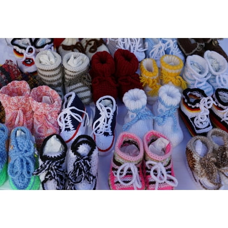 Canvas Print Baby Shoes Fertility Clinic Child Colorful Knit Stretched Canvas 10 x