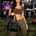 thumbnail image 3 of Sunyuer Y2k Purse Women Large Capacity Hobo PU Leather Satchel Handbag Multi-pocket Goth Trendy Punk Clutch Tote Bag, 3 of 8