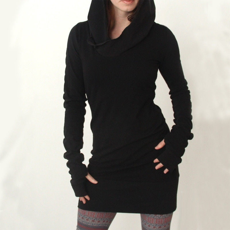 black hoodie sweater dress