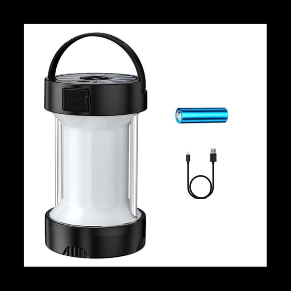 LáMpara Solar para Tienda de CampañA Luces LED de Emergencia Linterna PortáTil Focos LáMparas de BateríA Recargable Linterna - Negro