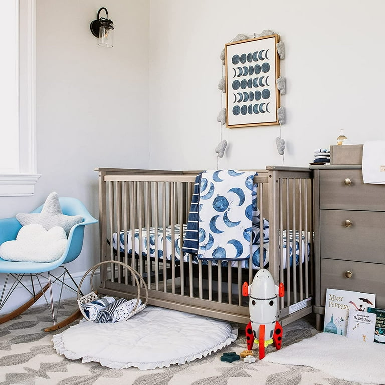 Burt s Bees Baby Reversible Quilt Baby and Toddler Nursery Blanket Organic Cotton Shell Polyester Fill Hello Moon Walmart