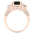 thumbnail image 4 of 4.27 ct Emerald Cut Natural Onyx 3 Stone 18K Rose Gold Womens Engagement Ring, 4 of 5