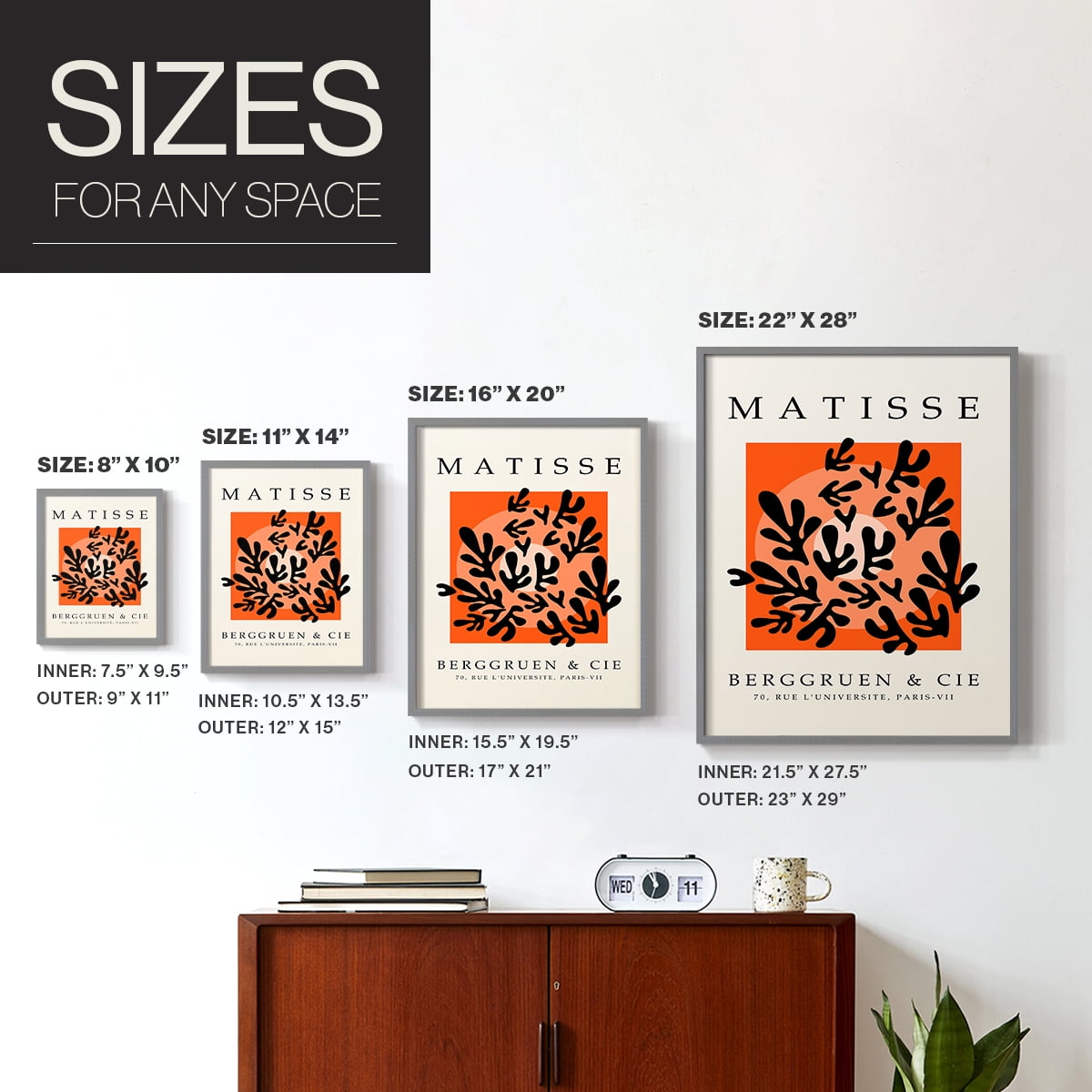 Matisse CCCXXIV in Gray Solid Wood 22 x 28 Framed Print