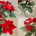 thumbnail image 6 of 3 Pack 7 Heads 13.8" Poinsettia Artificial Flowers, Fake Poinsettia Bouquet, Table Decoration, Indoor and Outdoor Christmas Flowers for Vase/Table/Porch/Home Garden Decoration, Red, 6 of 7