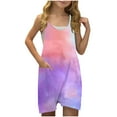 thumbnail image 1 of Zpanxa Girls Shorts Polyester Spandex Print Pattern Sleeveless Overalls with Pockets 5-6 Years, 1 of 5