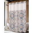 thumbnail image 4 of Vintage Blue Boho No Hook Shower Curtain Waterproof,Bathroom Curtains with Snap in Liners and See Through Top Window,Mexican Flowers Southwestern Ethnic Hotel Style Bathtub Curtains Shower 48"Wx72"L, 4 of 8