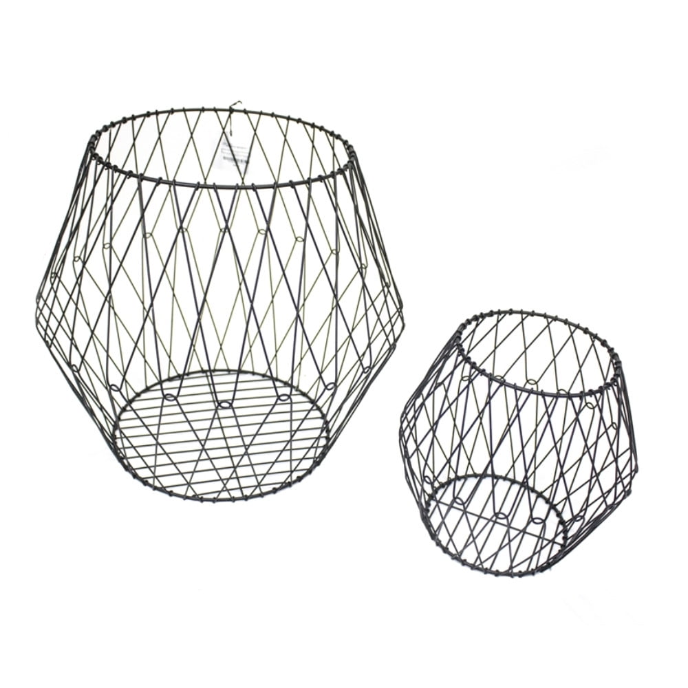 Set Of Two Wire Designed Metal Baskets, Black - Walmart.com
