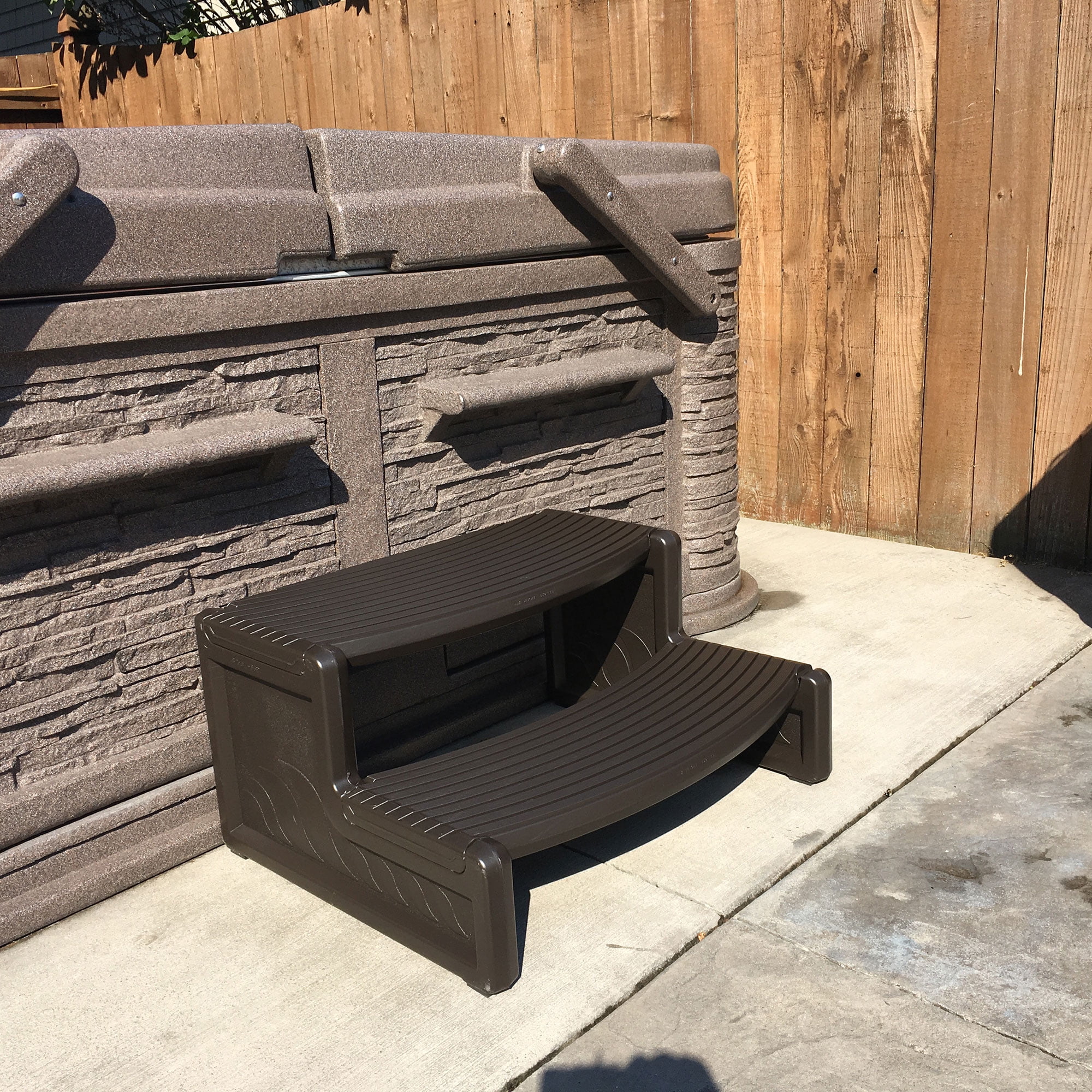 Confer Plastics Handi-Step Hot Tub Stairs for Straight/Curved Spas,Espresso