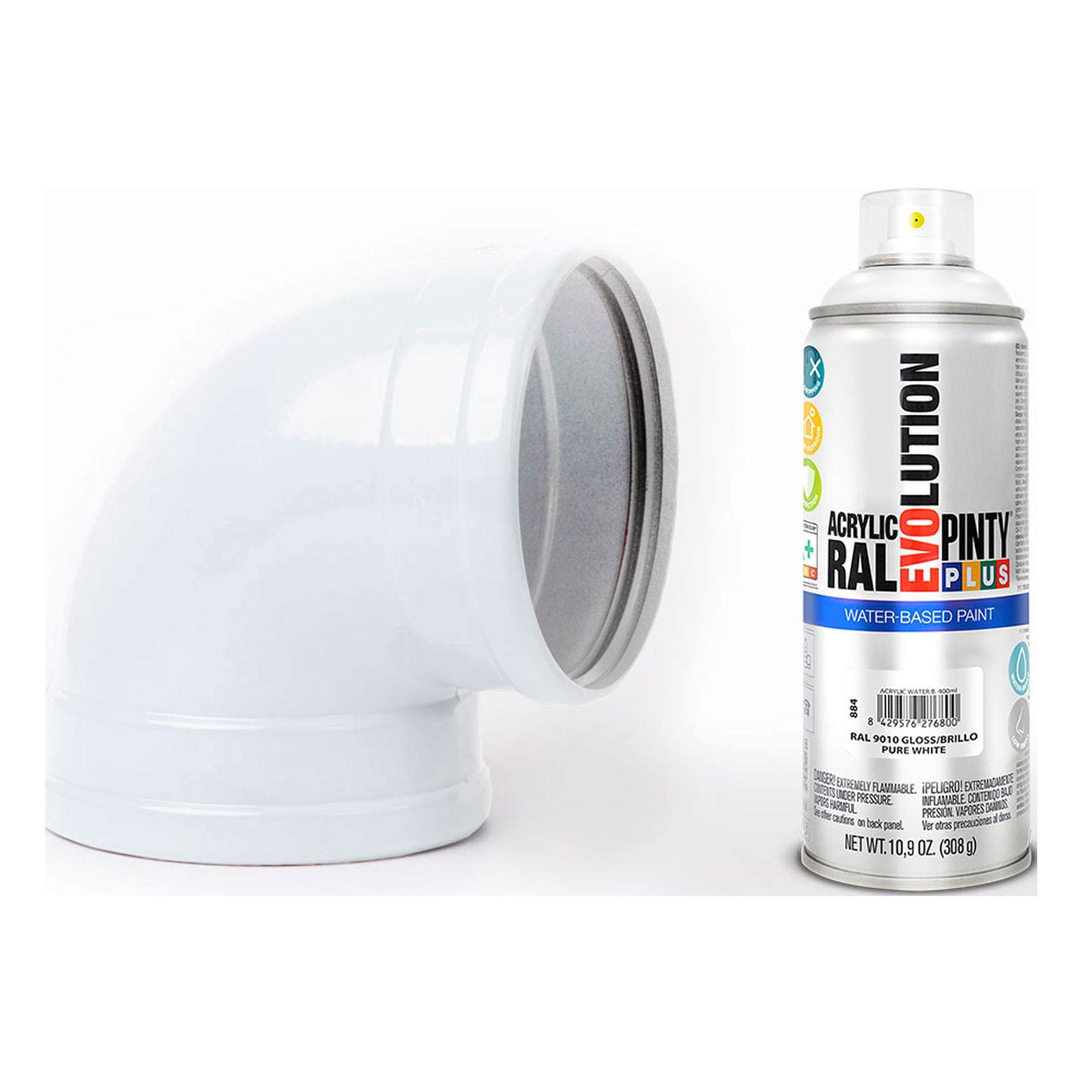 Pintyplus Spray Paint, Gloss Pure White. GREENGUARD Gold Certified, Waterbase, Low Odor, Low GWP Propellant, 10.9oz