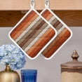 thumbnail image 2 of Burnt Orange Brown Pot Holders for Kitchen Heatproof Potholder, 3 Pack Farmhouse Vintage Wooden Hot Pads Multipurpose Oven Pads Cloth Potholders Trivet for Cooking Baking, 2 of 8