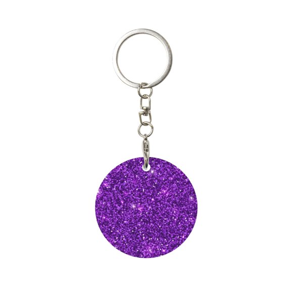 Naloa Purple Glitter Print Round Keychain Keychain Key Ring, Key Tag, Key Chain Bulk for Gift Accessories (Round)