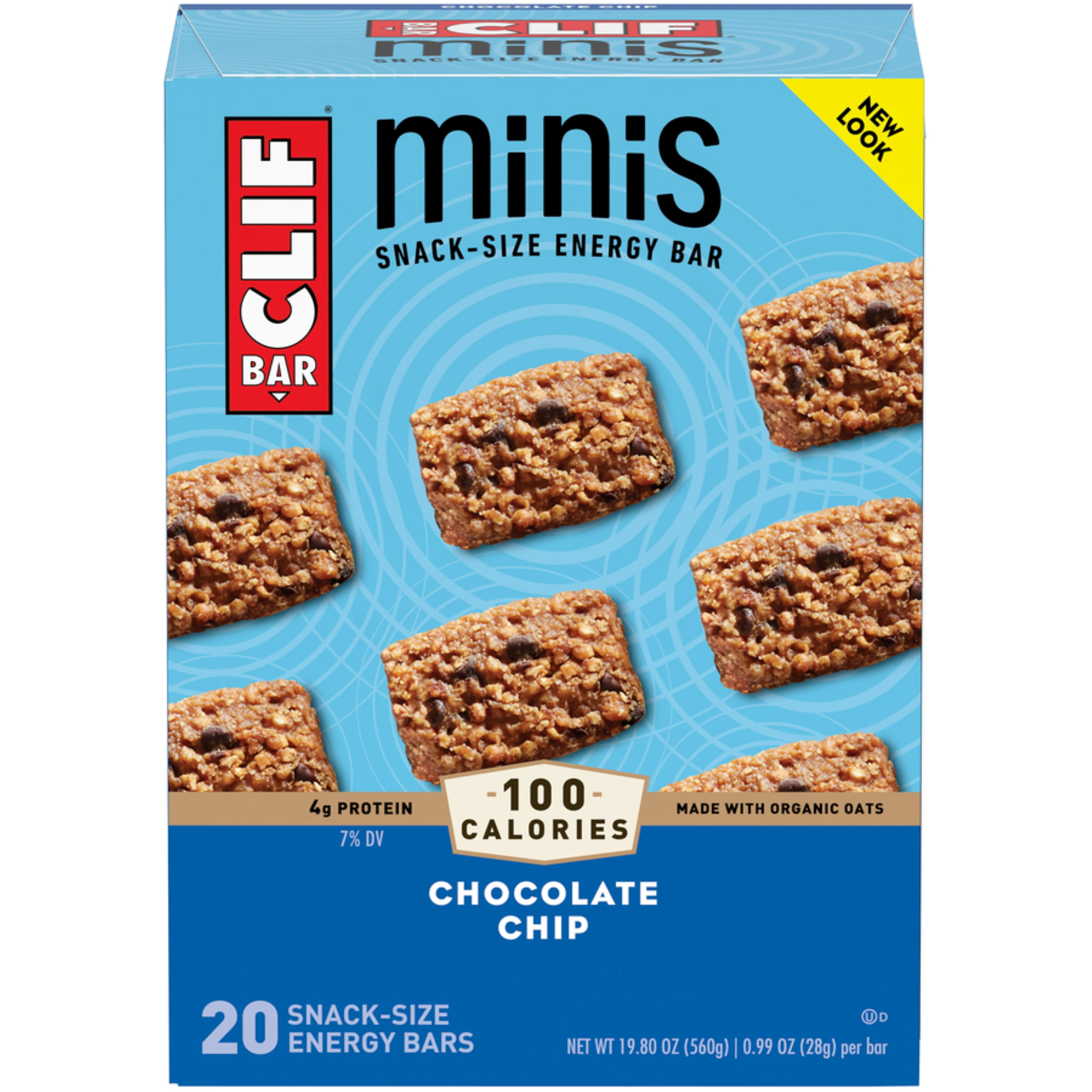 CLIF BAR Minis Energy Bars, Chocolate Chip, 4g Protein Bar, 20 Ct, 0.99 oz