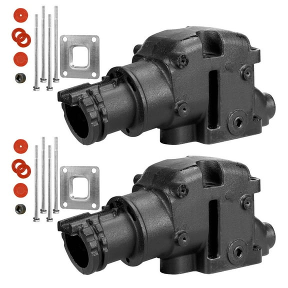 Mercruiser Set of 2 Exhaust Riser Elbows with Gaskets & Bolts - Replaces 864309T02, 2002-2004 4.3 L, 5.0L, 5.7L, 6.2L V6, V8 Engines. 7-degree, 4” outlet, Dry Joint Elbow by FASWORX