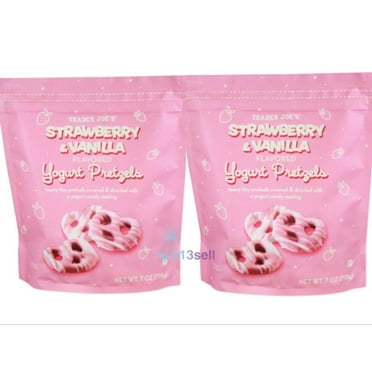 2 Packs Trader Joe's Strawberry & Vanilla Flavored Yogurt Pretzels 7oz Each