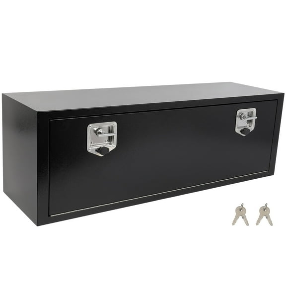 SCITOO 48 Inch Truck Bed Tool Box Iron Heavy Duty Trailer Storage Box with Lock Keys Waterproof Organizer Chest for Pick up Truck Bed ATV RV Trailer Black 48X14X16