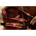 thumbnail image 2 of Horse Western Riding Leather Bridle Headstall Breast Collar Tack Pink 7672, 2 of 3