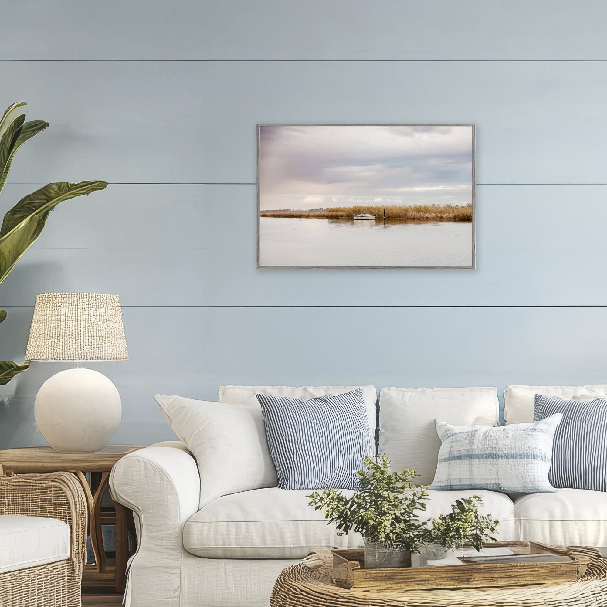 Stupell Industries Magical Mooring Landscape Gray Framed Giclee Art, design by Christy Berry