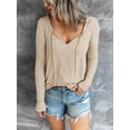 thumbnail image 2 of Gvmfive Women's Deep V Neck Long Sleeves Casual Tops Blouses Solid Drawstring Sweatshirt, 2 of 4
