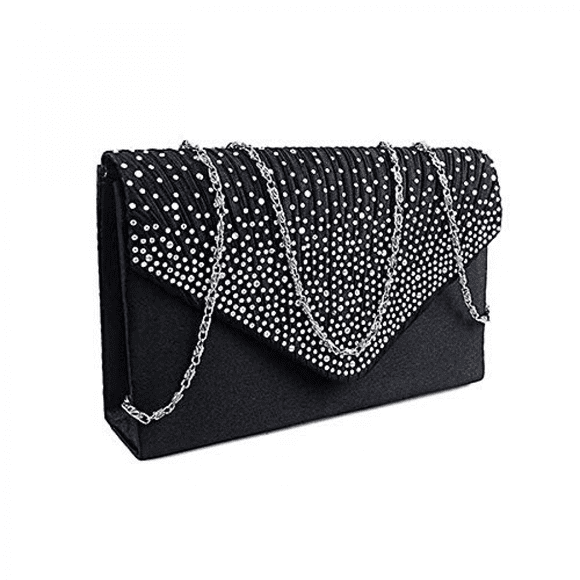 AVEKI Ladies Evening Handbags Bridal Wedding Bag Handbag, Black