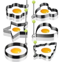 6 Pack Stainless Steel Egg Molds, Egg Pancake Rings, Different Shape Silver Egg Ring Molds for Cooking and Griddle of Egg, Flapjack, and Bread and Chocolate