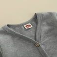 thumbnail image 4 of Kids Solid Color Coat V-Neck Long Sleeve Buttons Cardigan Jacket with Pockets Gray/Orange 0-24 Months, 4 of 6