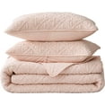 thumbnail image 3 of Chezmoi Collection Bethany 3-Piece Blush Queen Size Blanket Set Quilted Floral Sherpa Reversible Washed Microfiber Coverlet Bedspread Set, 3 of 8