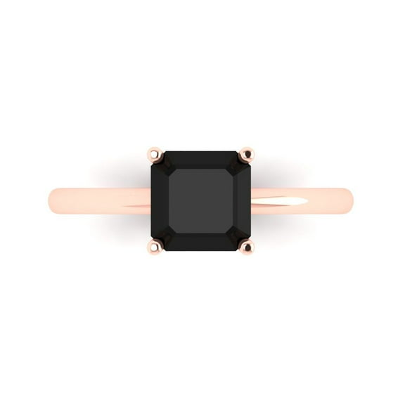 Solitaire Engagement Ring for Women - 1.5ct Natural Onyx in 18K Rose Gold Promise Ring