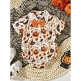 thumbnail image 5 of Aojekbee Baby Boy Halloween Romper PumpkinGhost Print Turn Down Collar Short Sleeve Gentleman Jumpsuit, 5 of 10